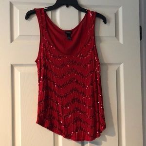 Red sequenced tank top